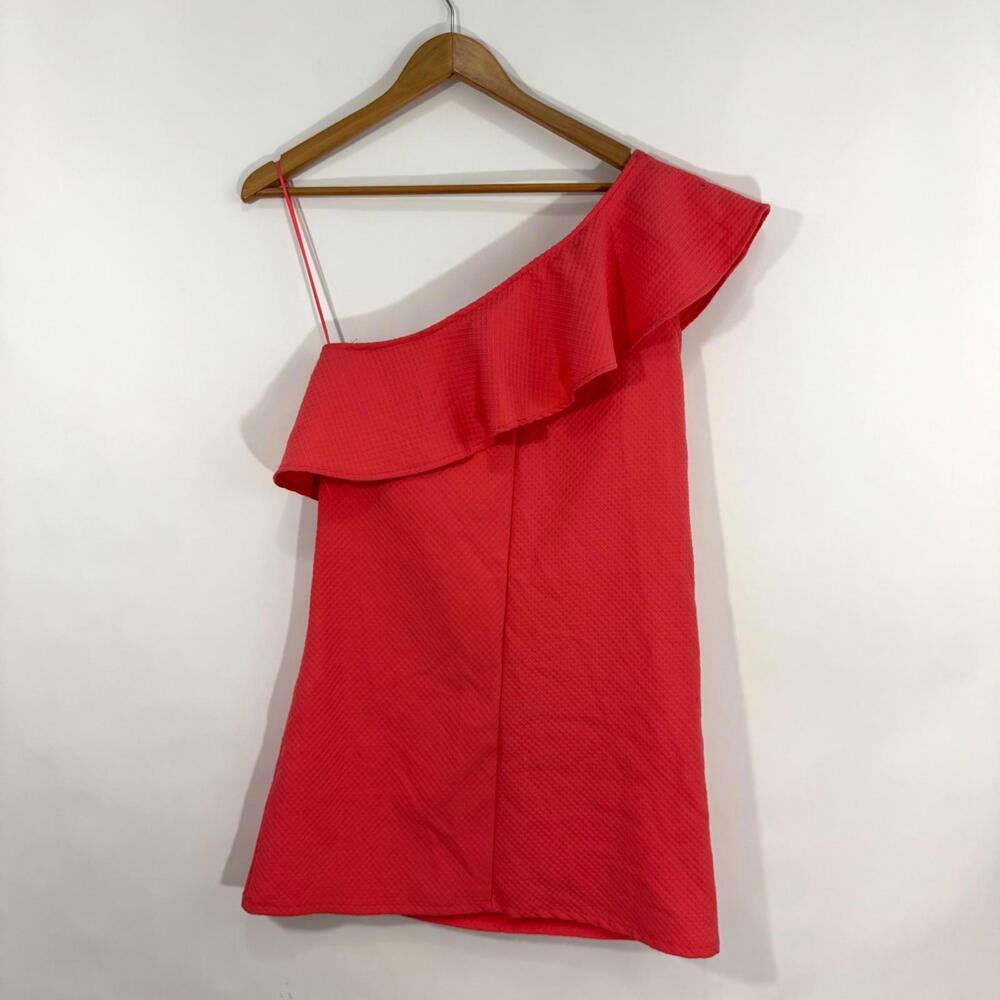 Cupcakes and Cashmere Women’s Size XS Coral One Shoulder Ruffle Mini Dress - Picture 8 of 13